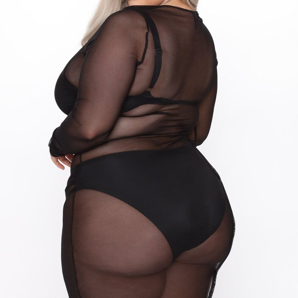 Black mesh cover up dress